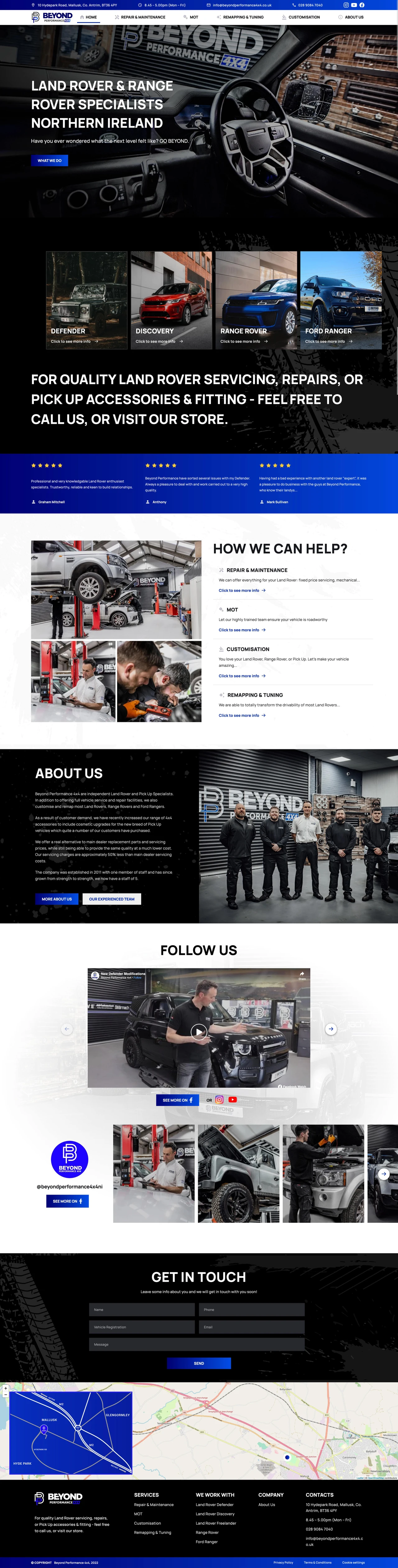 Beyond Performance 4x4 website, full-page screenshot 2