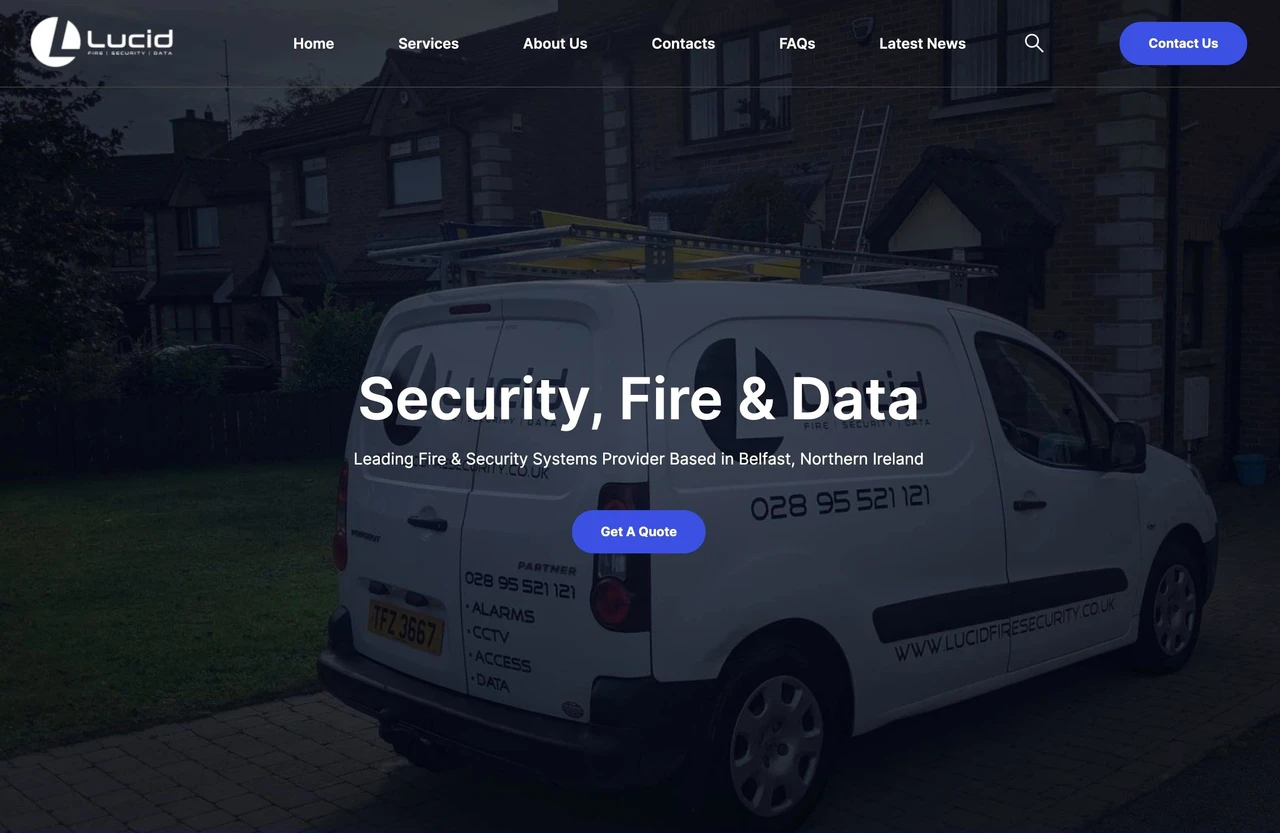 Lucid Fire & Security website, home page