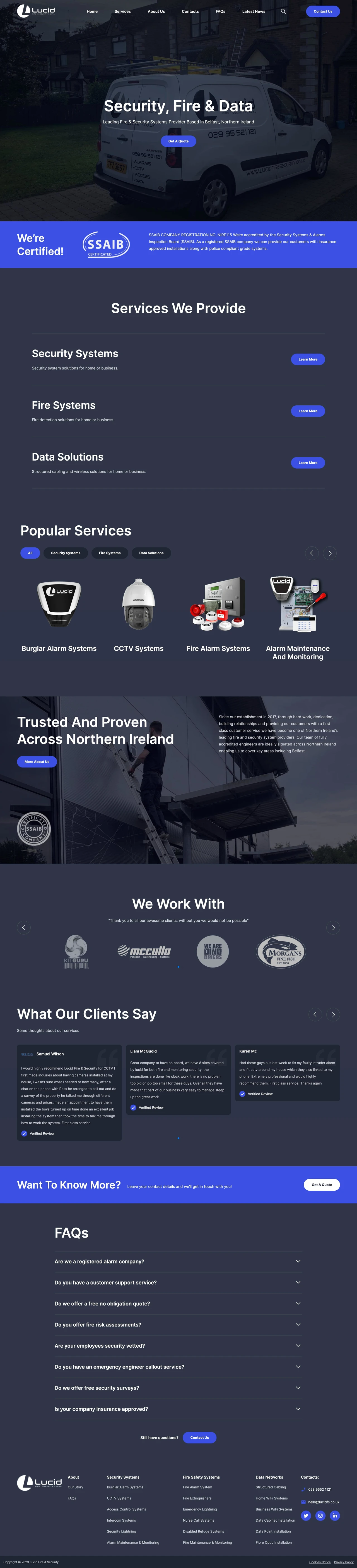 Lucid Fire & Security website, full-page screenshot 2