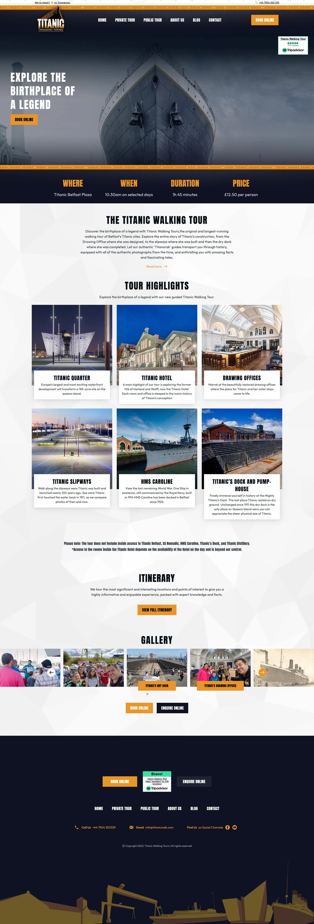 Titanic Walking Tours website, full-page screenshot 2